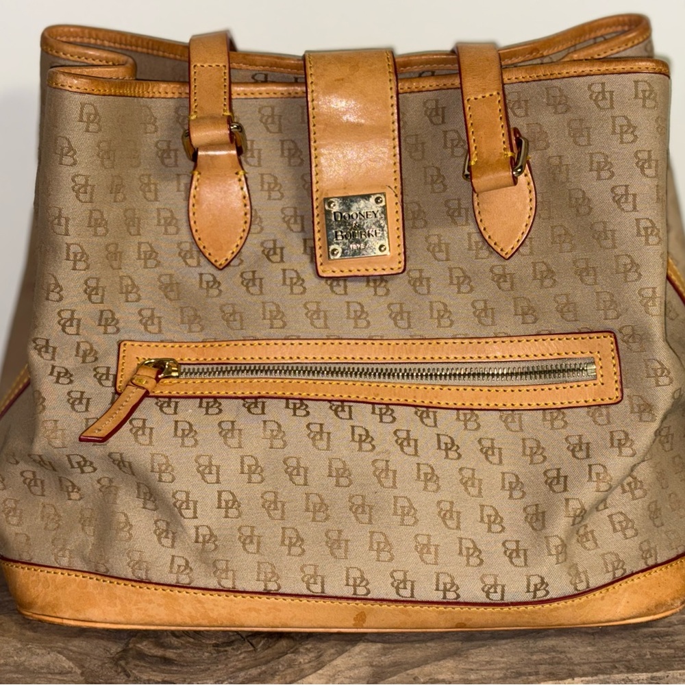 Vintage Dooney & Bourke Tan Monogrammed Women's Bag